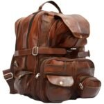 Extra-Large Vintage Leather Rucksack Laptop Backpack, 17-Inch, Brown