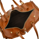 Handcrafted Full-Grain Leather Duffle Bag, Large Weekend Holdall, Tan Brown - Image 10