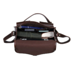 Handcrafted Ebony Brown Leather Crossbody Satchel, Multi‑Pocket Bag for Women - Image 3