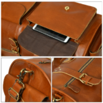 Handcrafted Full-Grain Leather Duffle Bag, Large Weekend Holdall, Tan Brown - Image 11