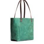 Classic Surf Green Pebbled Leather Tote Bag, Large Shoulder Handbag - Image 2