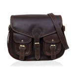 Handcrafted Ebony Brown Leather Crossbody Satchel, Multi‑Pocket Bag for Women