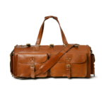 Handcrafted Full-Grain Leather Duffle Bag, Large Weekend Holdall, Tan Brown - Image 5