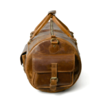 Rugged Full-Grain Leather Overnight Bag, Vintage Brown Travel Duffle - Image 3