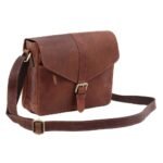 Mabel Handcrafted Full‑Grain Leather Crossbody Satchel, Vintage Brown, Multi‑Pocket - Image 3