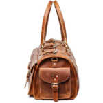 Handcrafted Full-Grain Leather Duffle Bag, Large Weekend Holdall, Tan Brown - Image 2