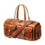 Handcrafted Full-Grain Leather Duffle Bag, Large Weekend Holdall, Tan Brown