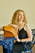 Modern Asymmetric Leather Crossbody Satchel, Tan Brown, Women’s - Image 5