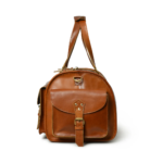 Handcrafted Full-Grain Leather Duffle Bag, Large Weekend Holdall, Tan Brown - Image 8