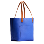 Classic Large Leather Tote Bag, Astro Blue Pebbled Shoulder Bag - Image 5