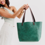 Classic Surf Green Pebbled Leather Tote Bag, Large Shoulder Handbag - Image 7