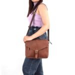 Mabel Handcrafted Full‑Grain Leather Crossbody Satchel, Vintage Brown, Multi‑Pocket - Image 7