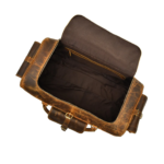 24-Inch Rugged Leather Weekend Duffle Bag, Multi-Pocket Holdall, Dark Cocoa Brown - Image 5