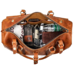 Handcrafted Full-Grain Leather Duffle Bag, Large Weekend Holdall, Tan Brown - Image 4