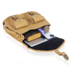 Handcrafted Leather Messenger Crossbody Bag, Vintage Tan Multi‑Pocket Satchel for Women - Image 6