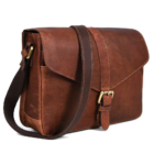 Mabel Handcrafted Full‑Grain Leather Crossbody Satchel, Vintage Brown, Multi‑Pocket - Image 2