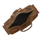 Rugged Full-Grain Leather Overnight Bag, Vintage Brown Travel Duffle - Image 7