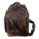 Vintage Distressed Leather Duffle Bag, Large Multi‑Pocket Weekender, Dark Brown - Image 4